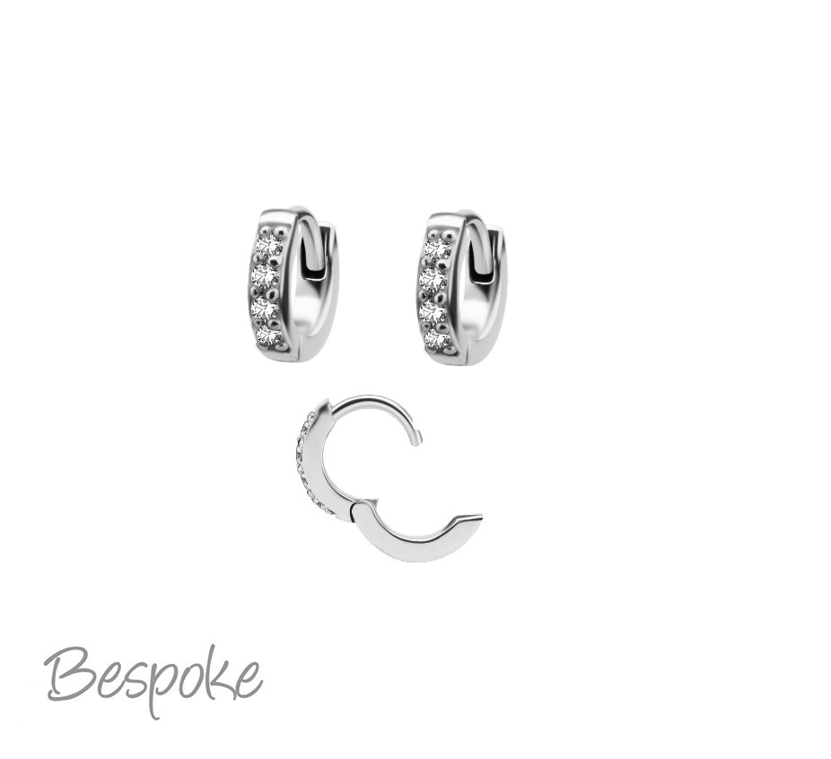 Bespoke Earring Hoops Jewelled 0.8mm - Pair