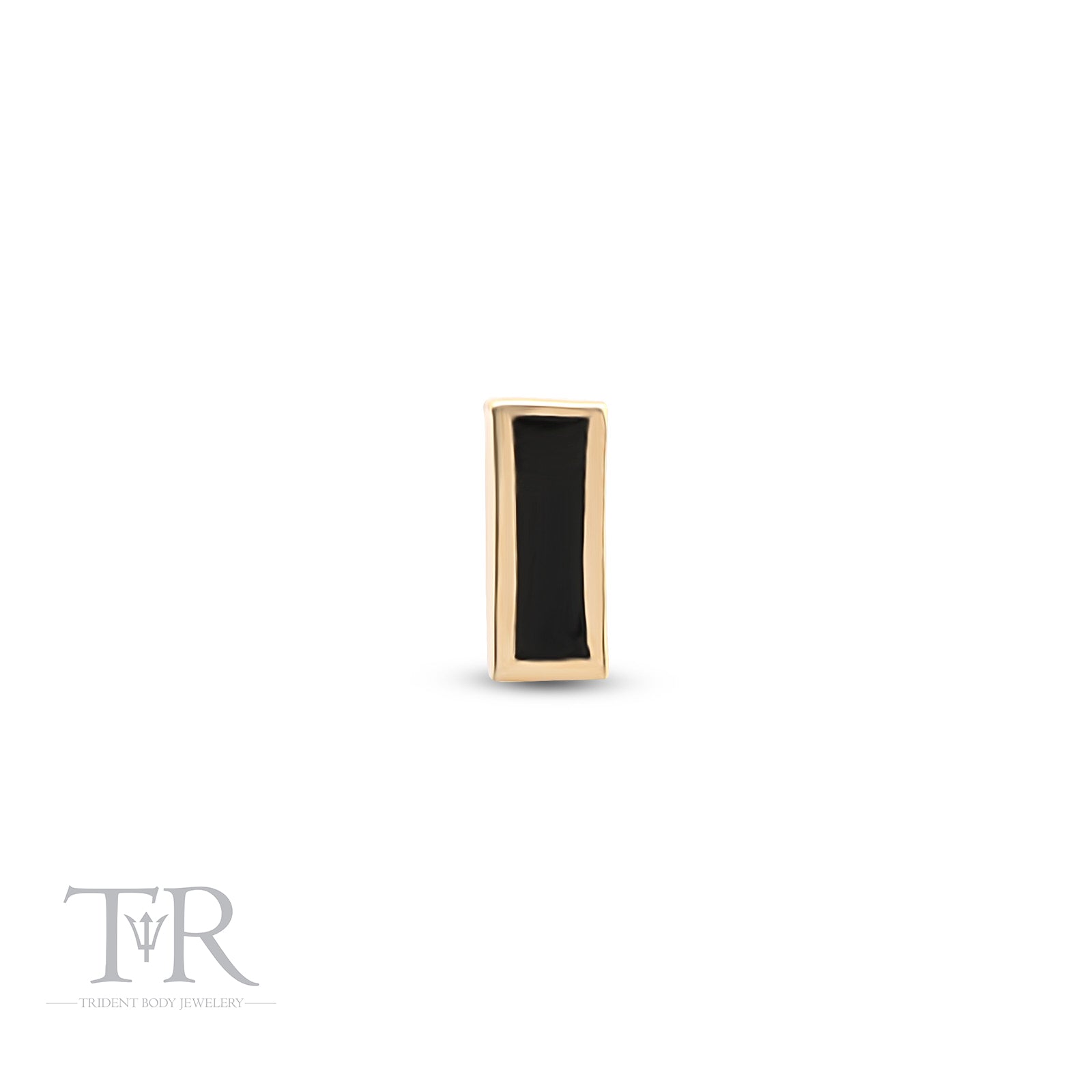 14kt Gold Threadless Jet Black Baguette