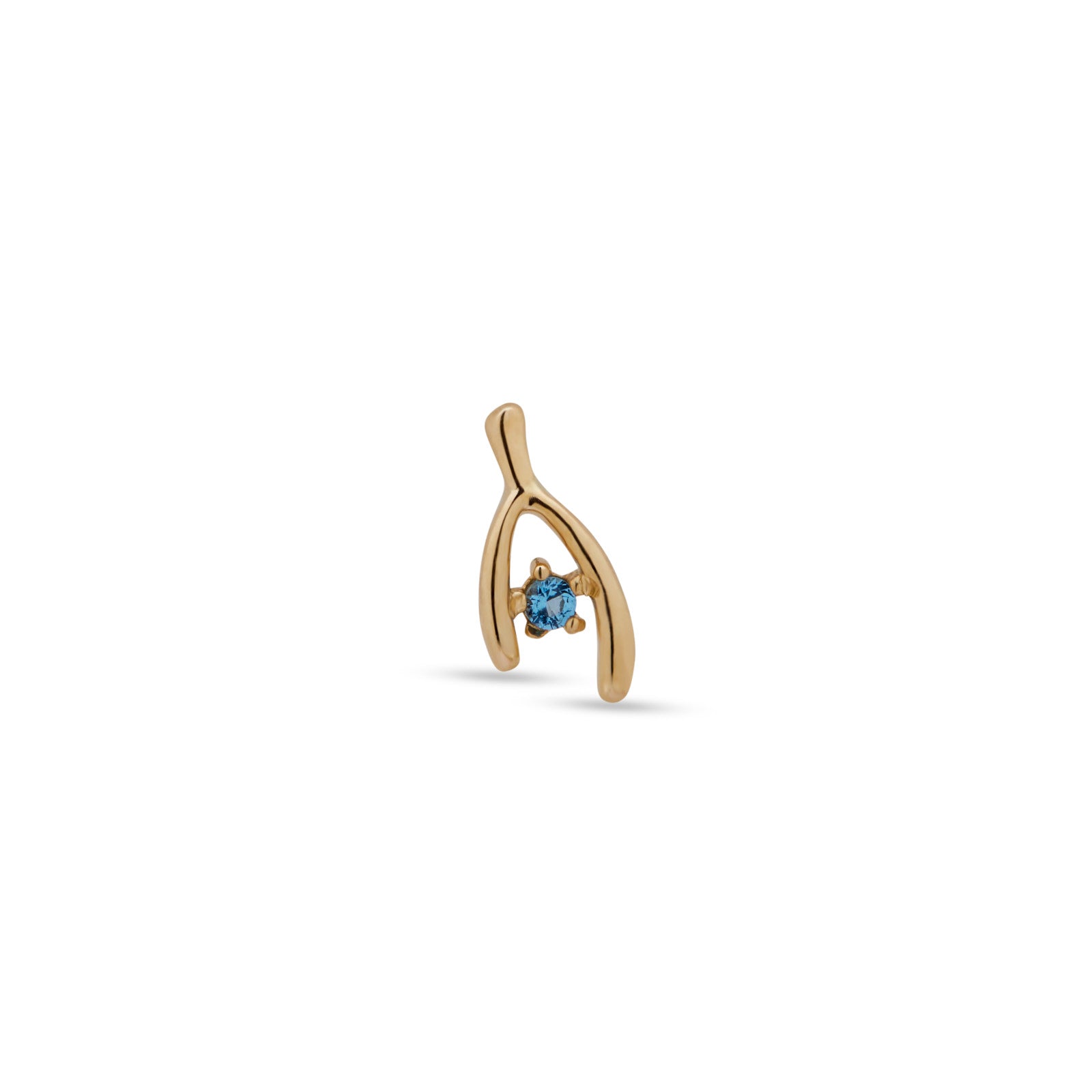 14kt Gold Threadless - Wishbone With 1 Jewel CZ