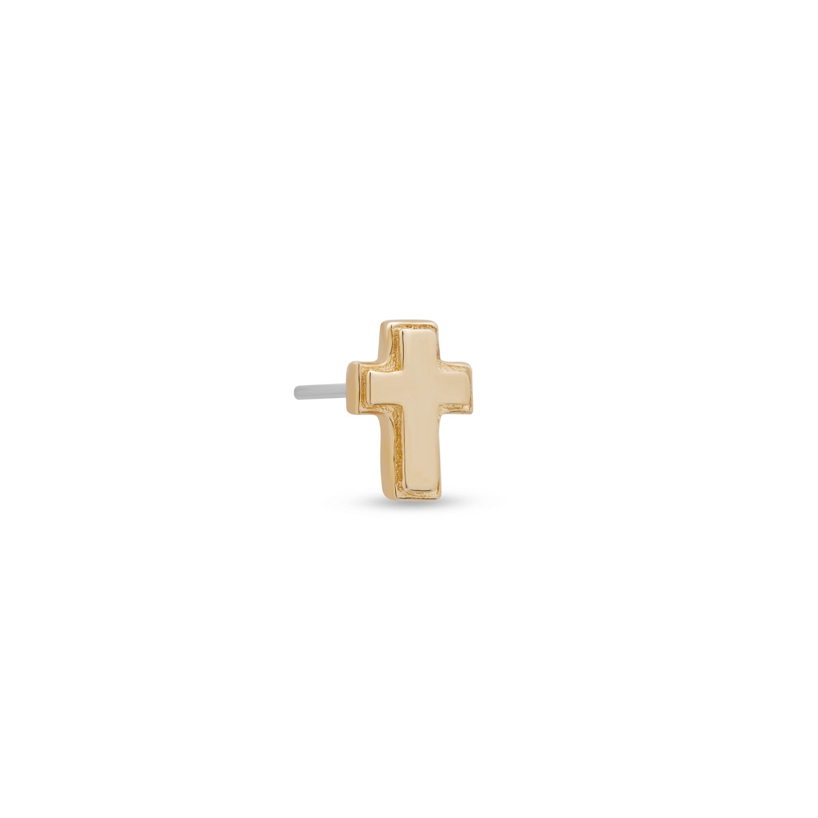 14kt Gold Threadless - Beveled Edge Cross