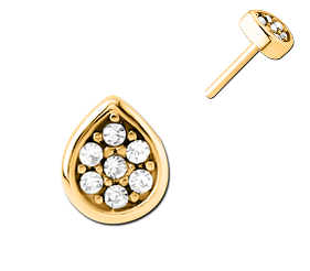 Gold PVD Threadless Jewelled Attachment Drop