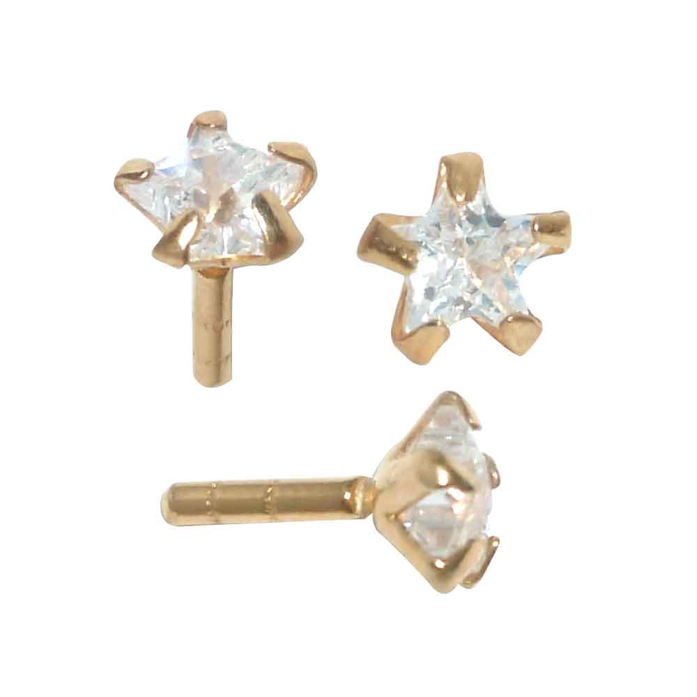Gold 18ct 3mm Star Jewel Biofl