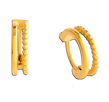 Gold PVD Hinged Ring Double Stack w Beads. 1.2mm x 8mm