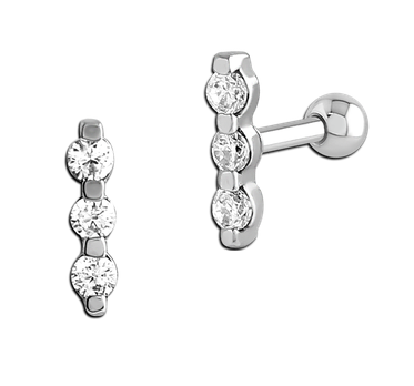 Steel Helix 3 Stones 1.2mm x 6mm
