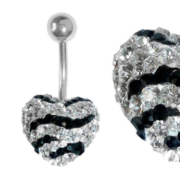 Zebra Crystal Heart Navel 1.6