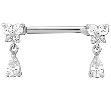 Internally Threaded Jewelled Dangle Nipple Bar