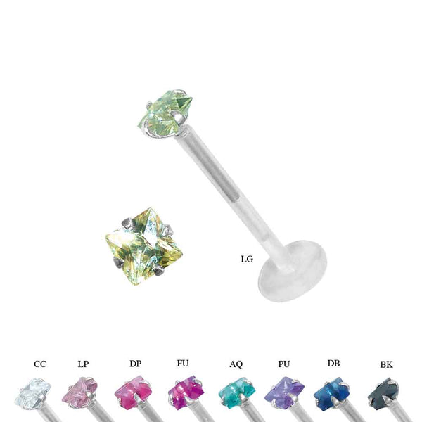 Bioflex Labret with Square Rhinestone