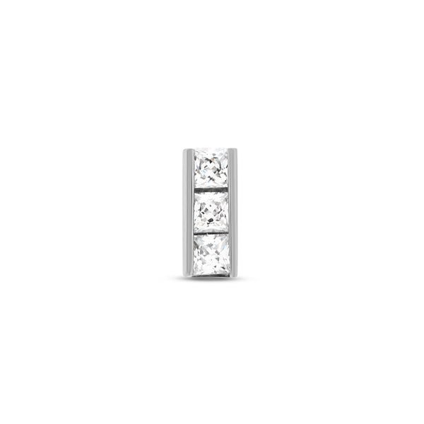 Trident Threadless Princess Cut Jeweled Bar 3 Stone Attachment