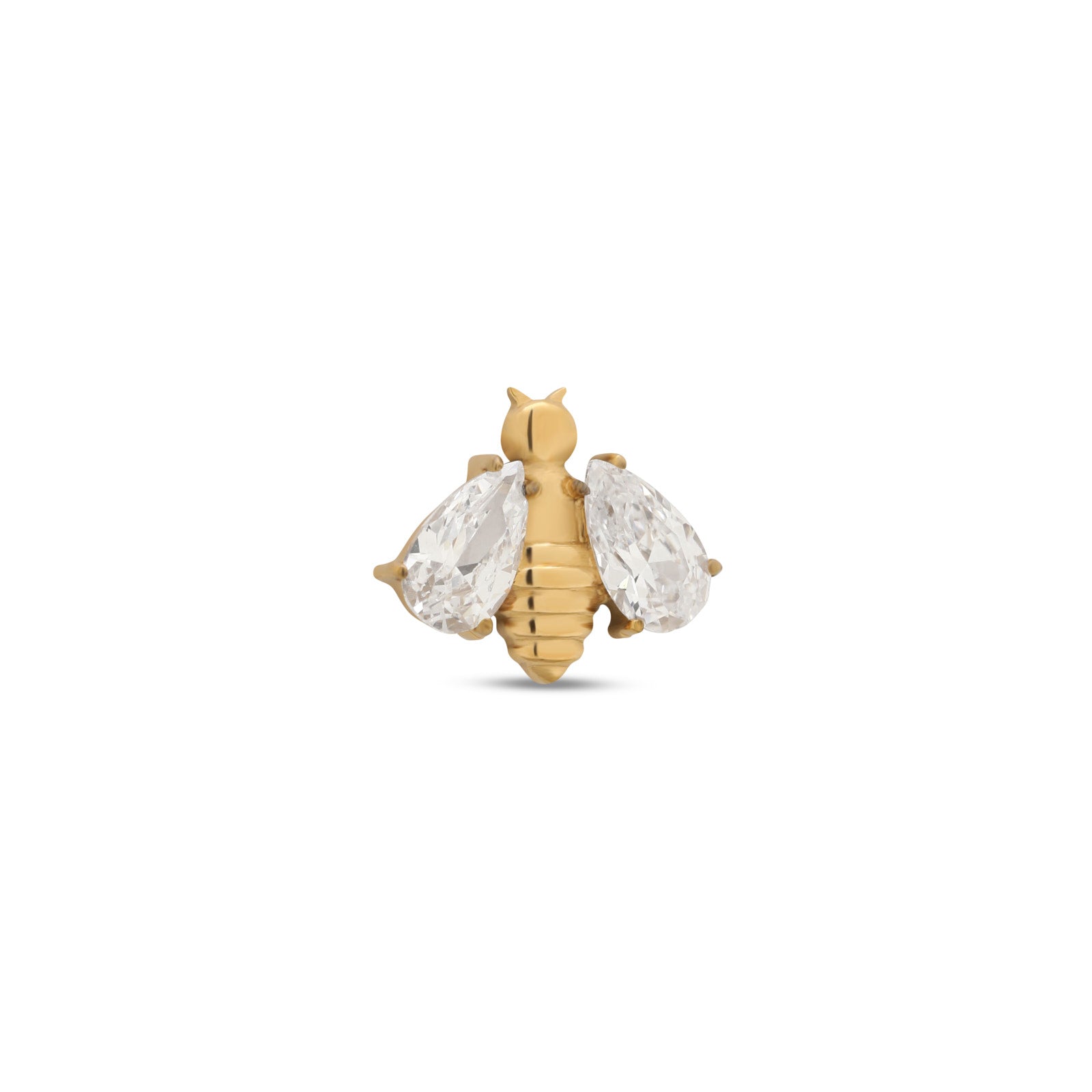 Trident 24kt Gold PVD Titanium Threadless Bee With Crystal Wings Attachment