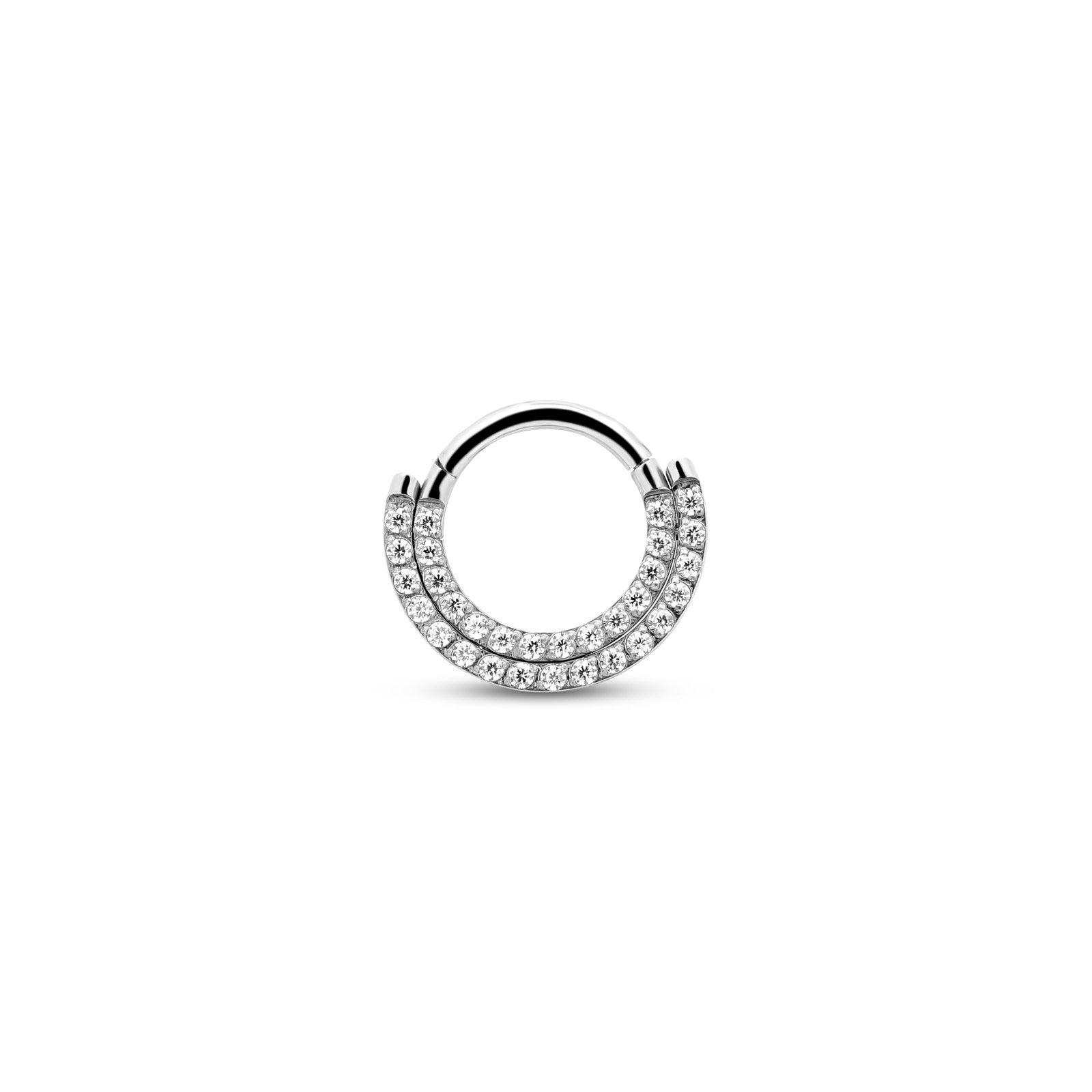 Trident Double Jewelled Paved Stack Hinged Ring