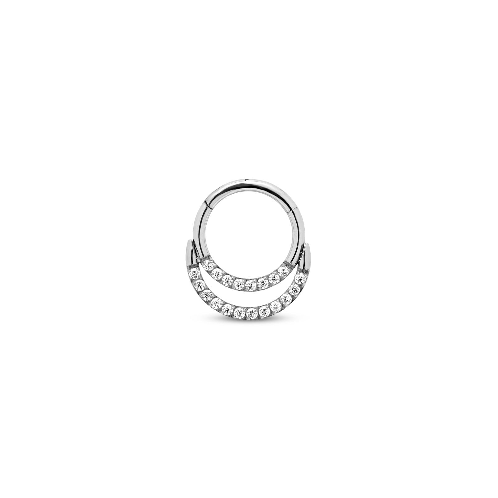 Trident Double Jeweled Forward facing Hinge Ring