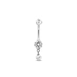 Trident Internally Threaded 1 Drop Jeweled Prong Set Navel