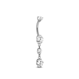 Trident Internal Threaded 2 Jeweled Prong Set Navel