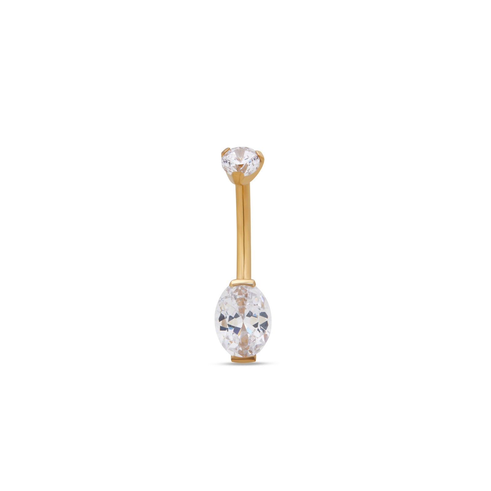 Trident 24kt Gold PVD Titanium Internally Threaded 2 Prong Mini Navel