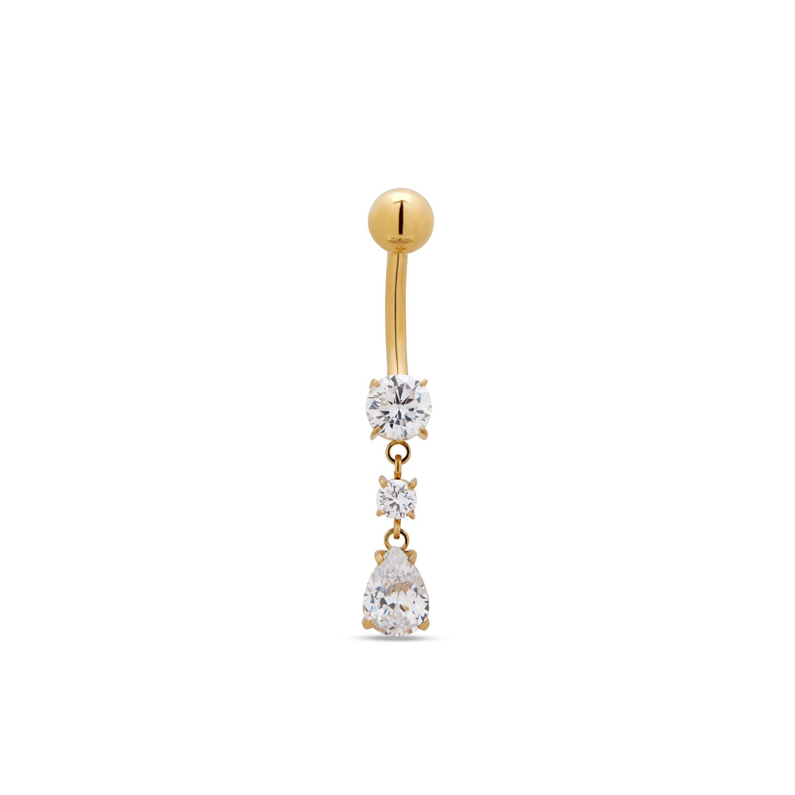 Trident 24kt Gold PVD Titanium Internally Threaded Dangle Navel