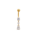 Trident 24kt Gold PVD Titanium Internally Threaded Dangle Navel