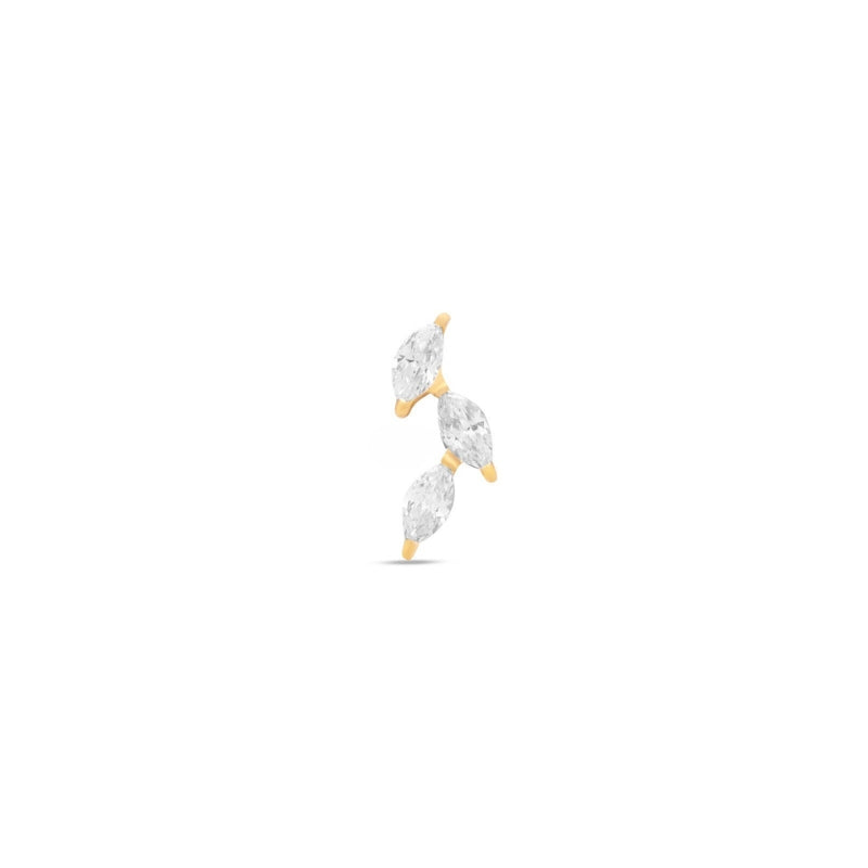 Trident 24kt Gold PVD Titanium Internally Threaded Trio Marquise Attachment
