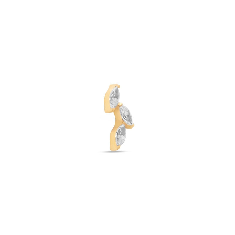 Trident 24kt Gold PVD Titanium Internally Threaded Trio Marquise Attachment