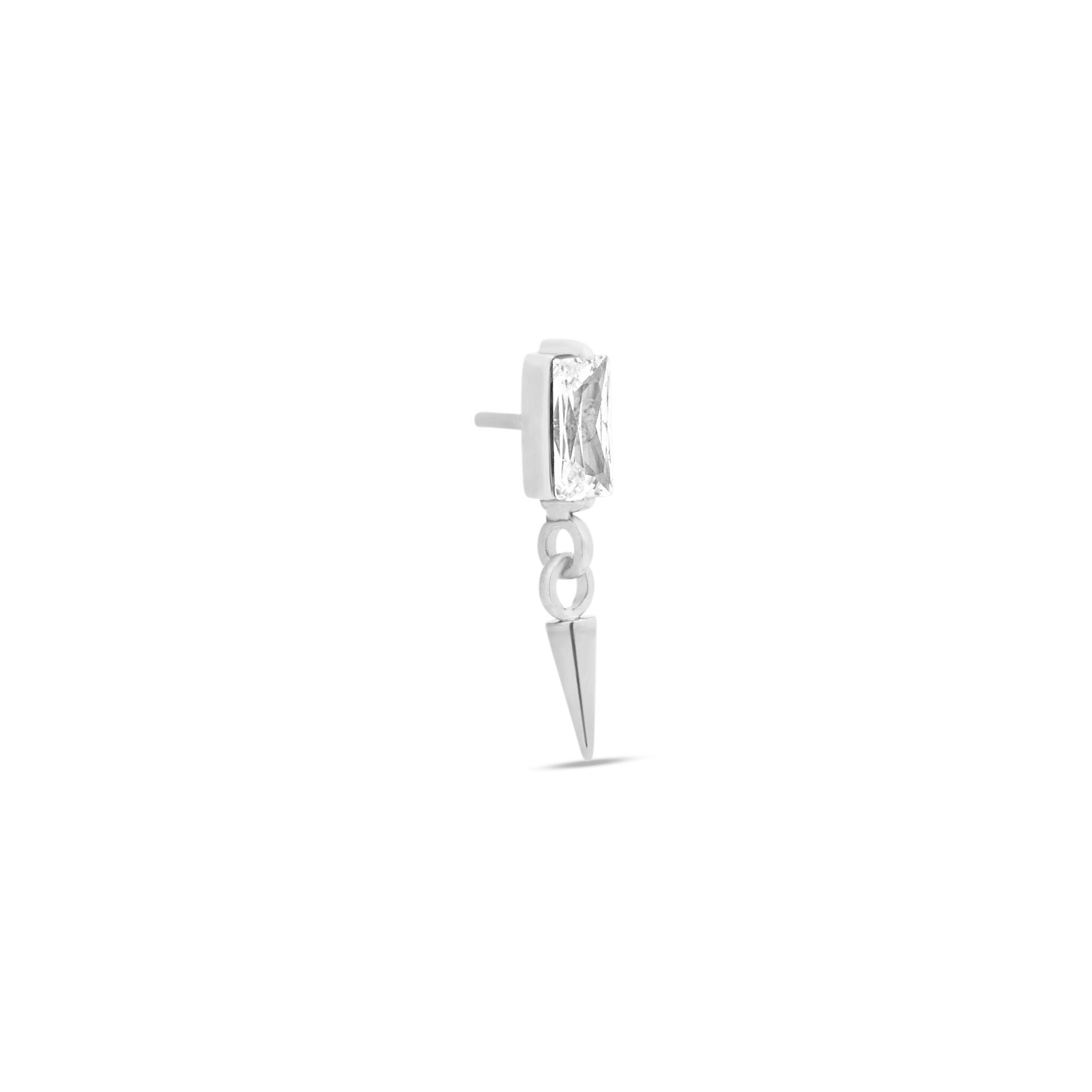 Trident Threadless Baguette With Dangle Spike Attachment