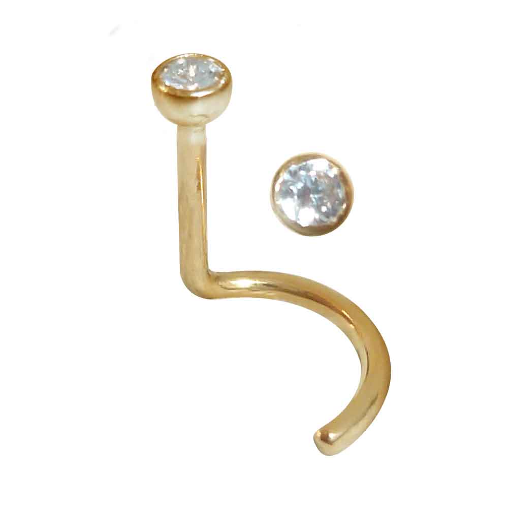 18ct Gold Nose Crystal Bezel