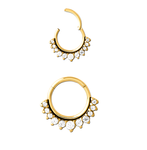 Gold PVD 11 Jewelled Hinge Ring 1.2mm x 10mm