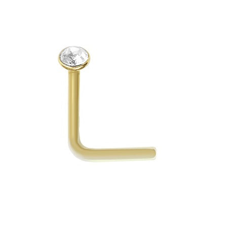 Gold PVD L-Shape Nose Stud