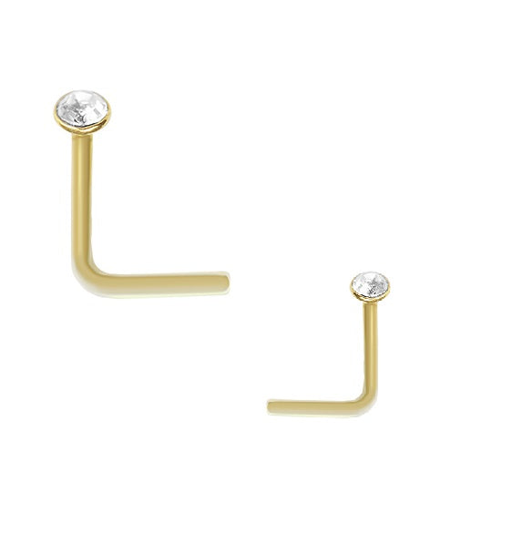 18k Gold L-Shape 1.6mm Diamond