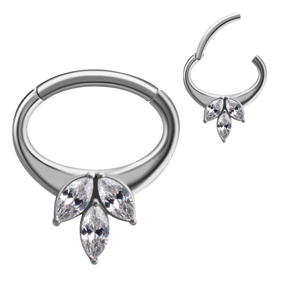 Daith Clicker Marquise 3 Stone