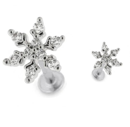 Tragus Jewelled Snow Flake Labret
