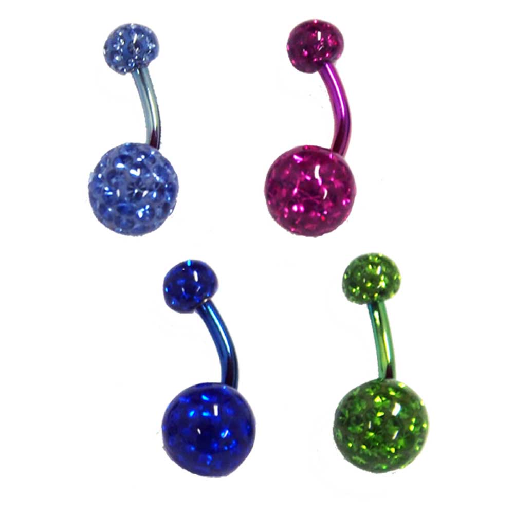 Niobium Navel Double Crystal w Epoxy Cover