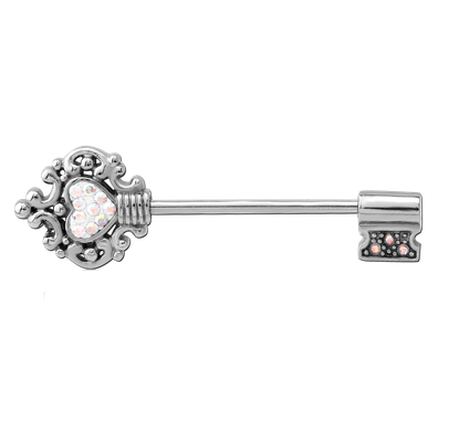 Surgical Steel Nipple Jewelled Key 1.6mm x 14mm