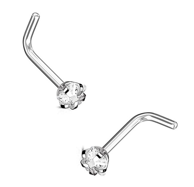 L-Shape Clawed Nose Stud 2mm