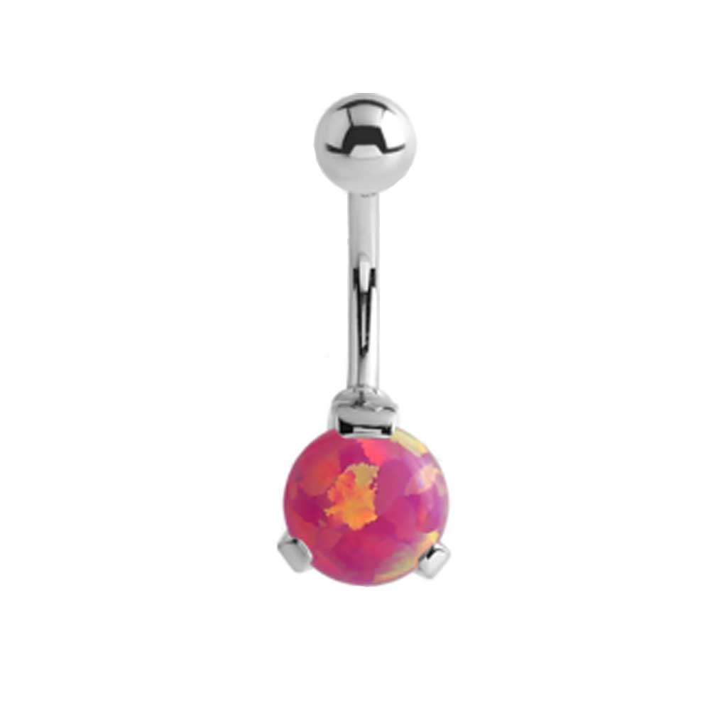 Navel Bar Opal Internal Thread