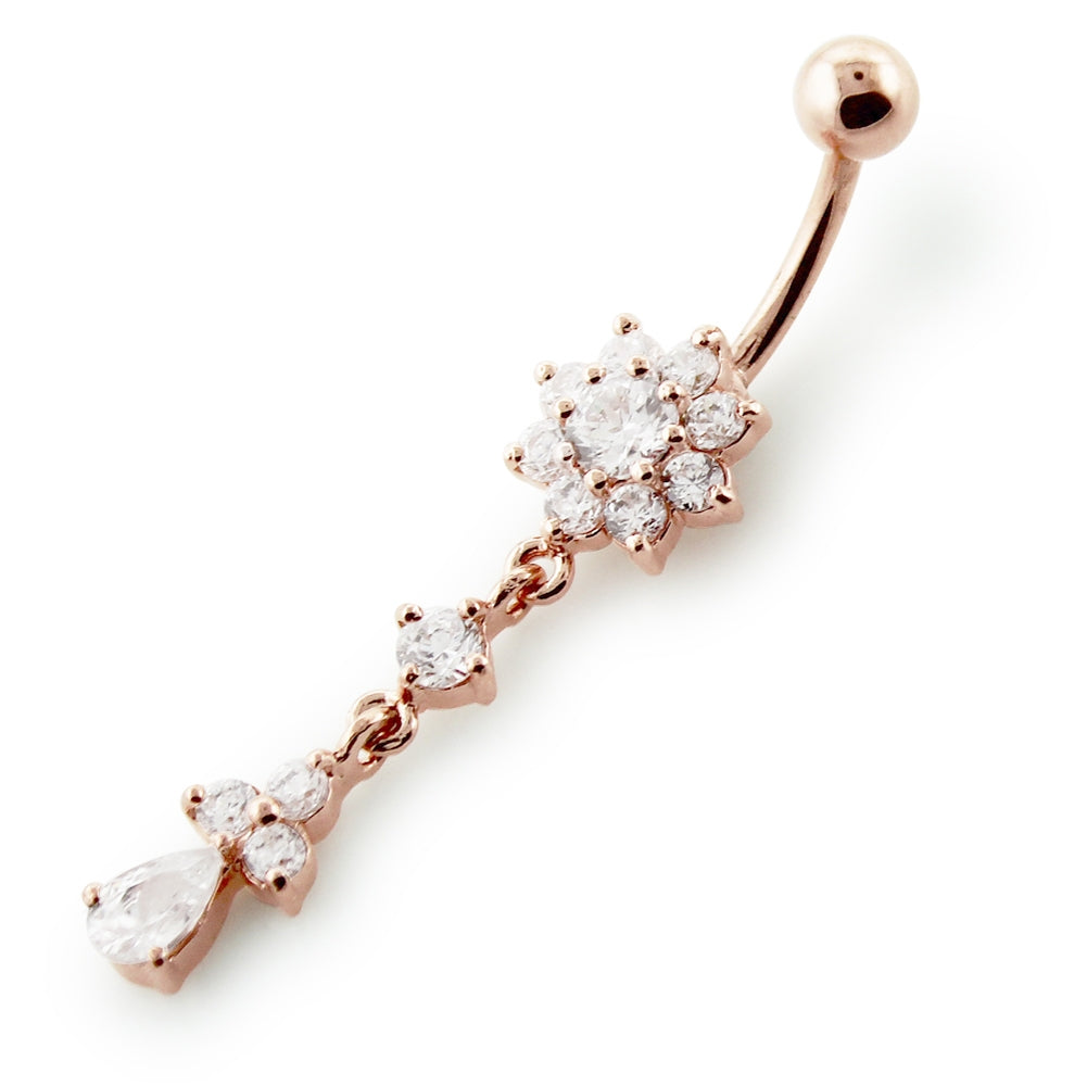 Rose Gold Navel Flower Drop
