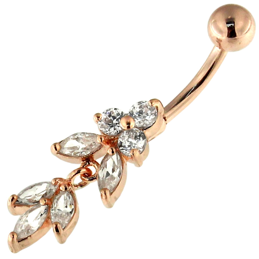Rose Gold Navel Shiny Leaf