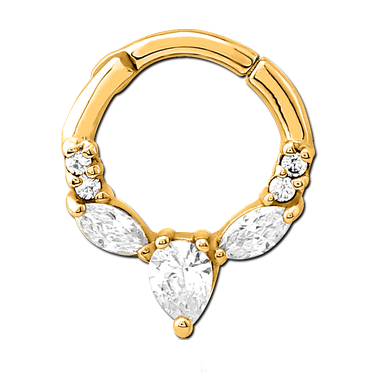 Gold PVD Jewelled Hinged Segment Ring 1.2mm x 8mm