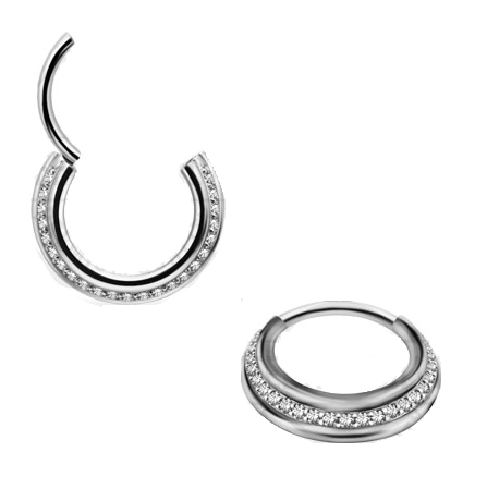 Jewelled Stacked Hinged Ring 1.2mm x 10mm
