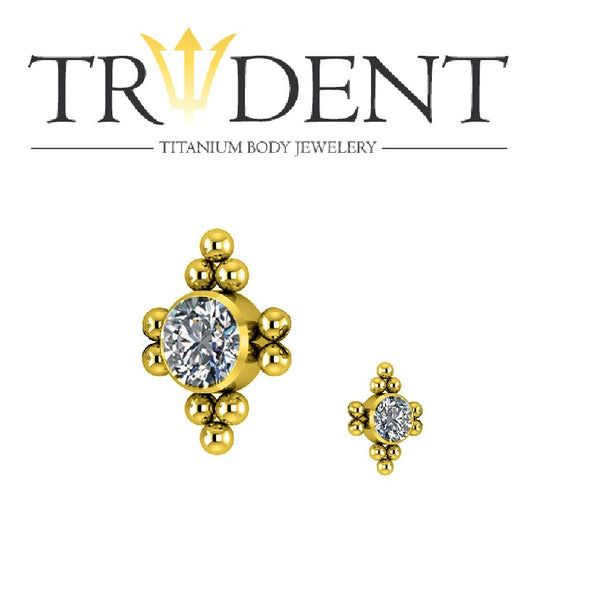 Trident Internally Threaded Cross Cluster 1.2mm Attachment Anodised Gold