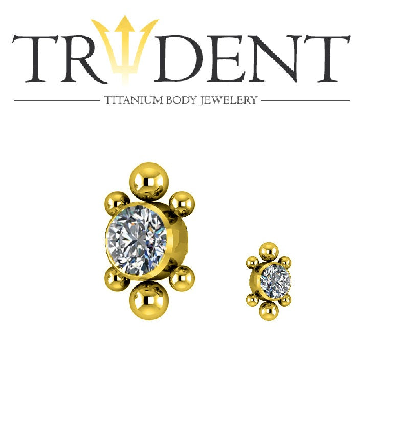 Trident Internally Threaded Turtle Cluster Attachment 1.2mm Anodised Gold