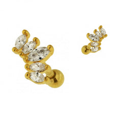 Gold PVD Tragus 5 Stone Crown